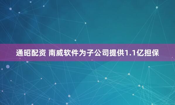 通昭配资 南威软件为子公司提供1.1亿担保